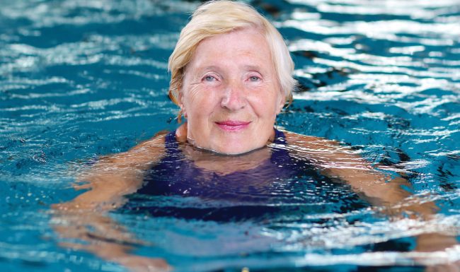 old lady in swimming pool